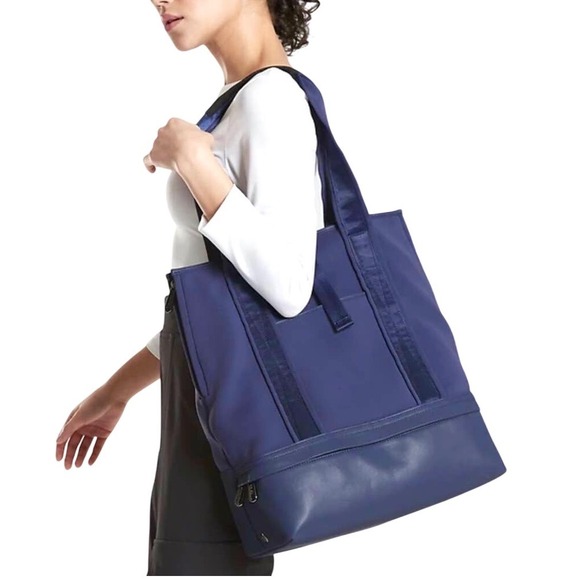 Athleta Handbags - Caraa x Athleta Everyday Vinyasa Tote Navy Blue Gym Bag NWT